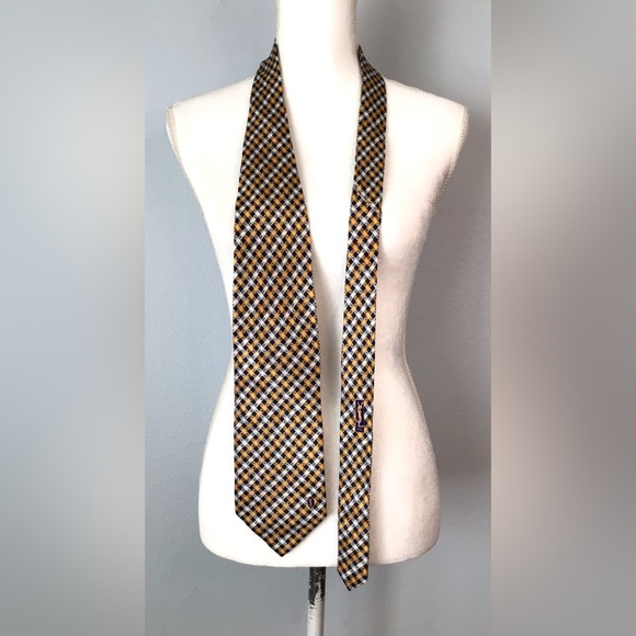 Yves Saint Laurent YSL Logo Silk Hand Made Tie